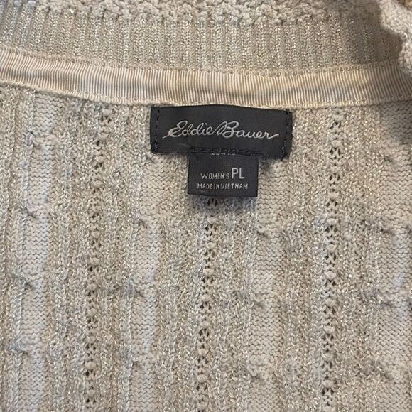Eddie Bauer Metallic Button Front Sweater Cardigan Large Petite LP - Picture 6 of 7
